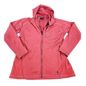 Black Diamond Womens Full Zip Ribbed Fleece Hoodie Rust Orange Red Large L